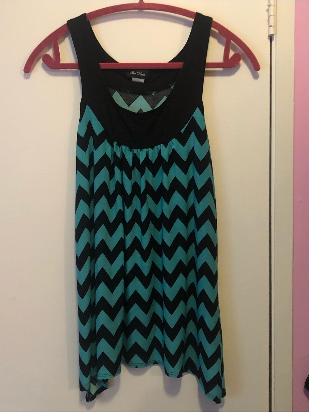 Star Vixen Black and Teal Chevron Tank Dress size L